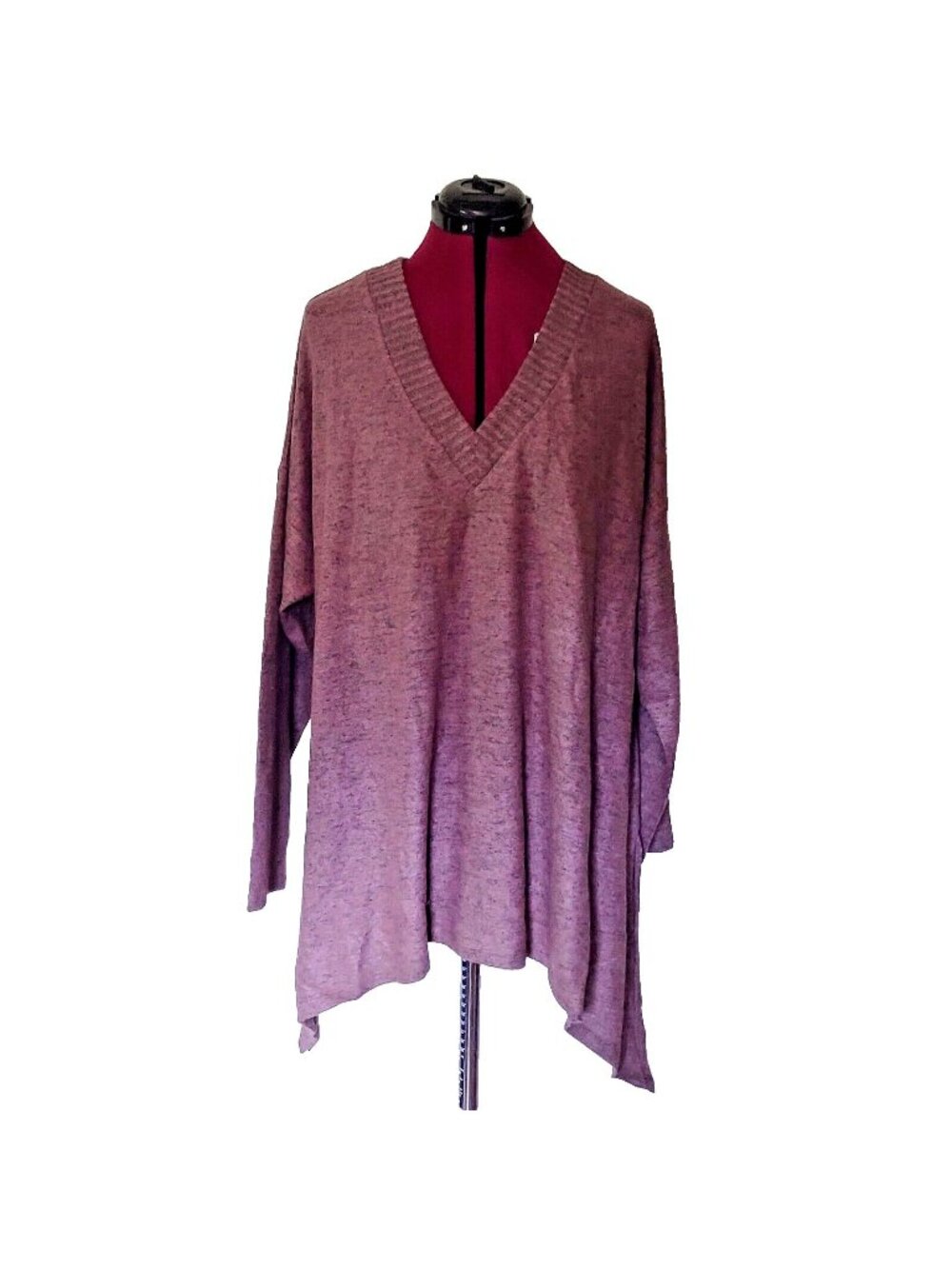 Torrid Women's 2X Super Soft Plush V-Neck Top Deep Taupe Hanky Hem Long Sleeve